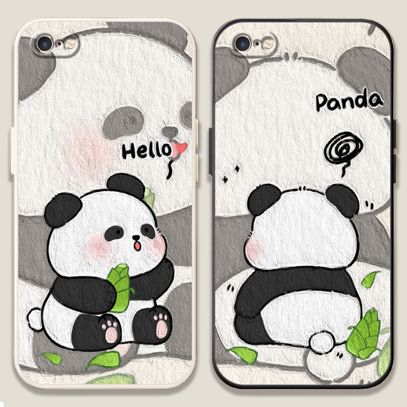 Suitable for Apple 6S Plus Phone Case Se Lucky Panda iPhone 6S Bamboo 6 Plus Cute Unisex Ip6P Full Coverage 6Sp Student 5S Anti-Drop Ip6Ps Soft Rubber Case iPhone Six Spu