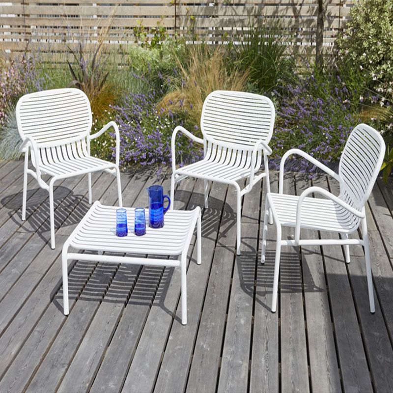 Modern Courtyard Outdoor Table And Chairs Combined Iron Art Casual Dining Table Cafe Color Open-air Backrest Table And Chairs Subsuit