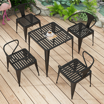 Villa courtyard outdoor table and chair combination outdoor leisure open air simple garden rest waterproof iron table and chair set