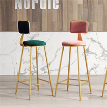 Nordic bar chair stool ins simple Net red light luxury restaurant coffee front bench chair Golden backrest high stool