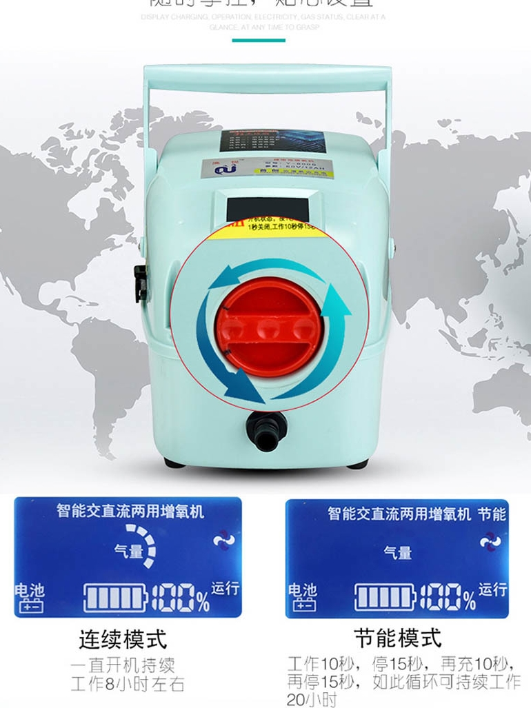 AC and DC dual-use oxygenator oxygenation portable rechargeable fish oxygen pump Lithium battery oxygen pump for selling fish