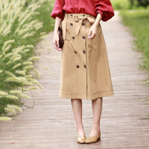 Joker new a cotton autumn and winter skirt long women high waist A- line dress retro fashion half skirt