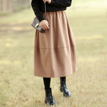 Woolen flower skirt winter skirt autumn winter long elastic waist woolen dress A- line dress 2021 New