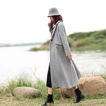 h-shaped coat womens thin long coat womens knee super long wool coat 2020 New Fat Womens