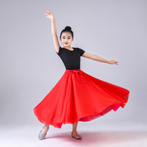 Children dance practice dresses small bean fry the same double face wearing snowspun skirt girl big swing half body dress classical modern dance