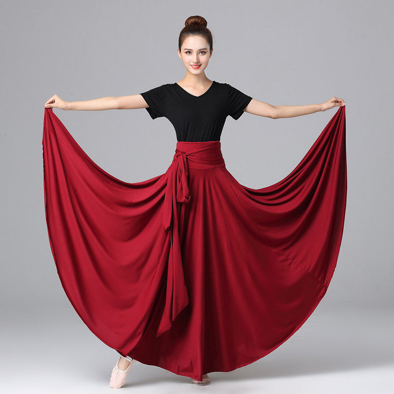 Tibetan dance practice skirt Mongolian dance costume female performance dance costume large swing skirt performance skirt Xinjiang dance costume