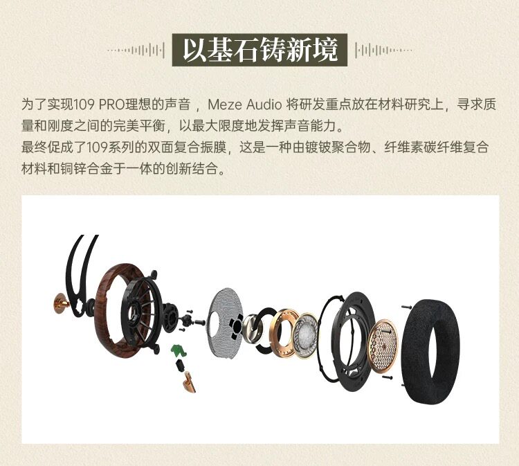 MEZE Audio 109pro开放式动圈有线HIFI头戴耳机 国行