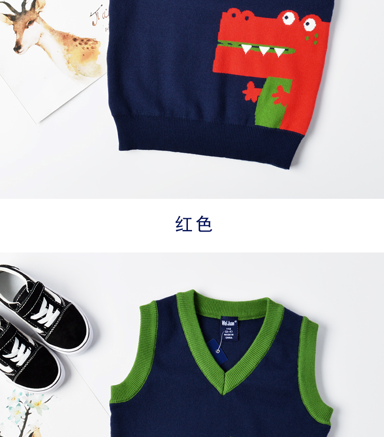 Áo len bé trai vest vest đan cài đầu thủy triều 2017 xuân hè mới phiên bản Hàn Quốc cho bé 1 3 tuổi 4-5 áo kiểu cho be gái