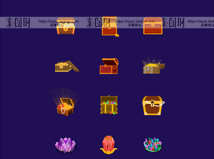 Q版美术图标 拟物魔幻卡通可爱游戏图标宝箱药水瓶金币魔石皇冠