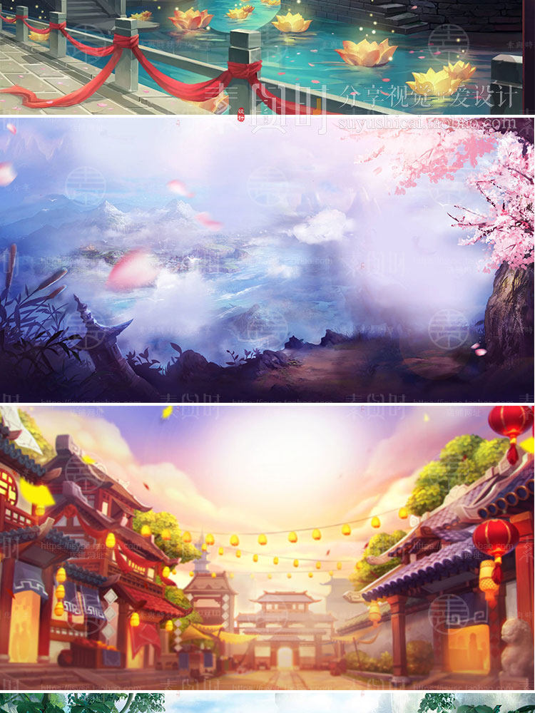 古风仙侠CG游戏背景 棋牌游戏登录场景高清游戏美术资源素材合集