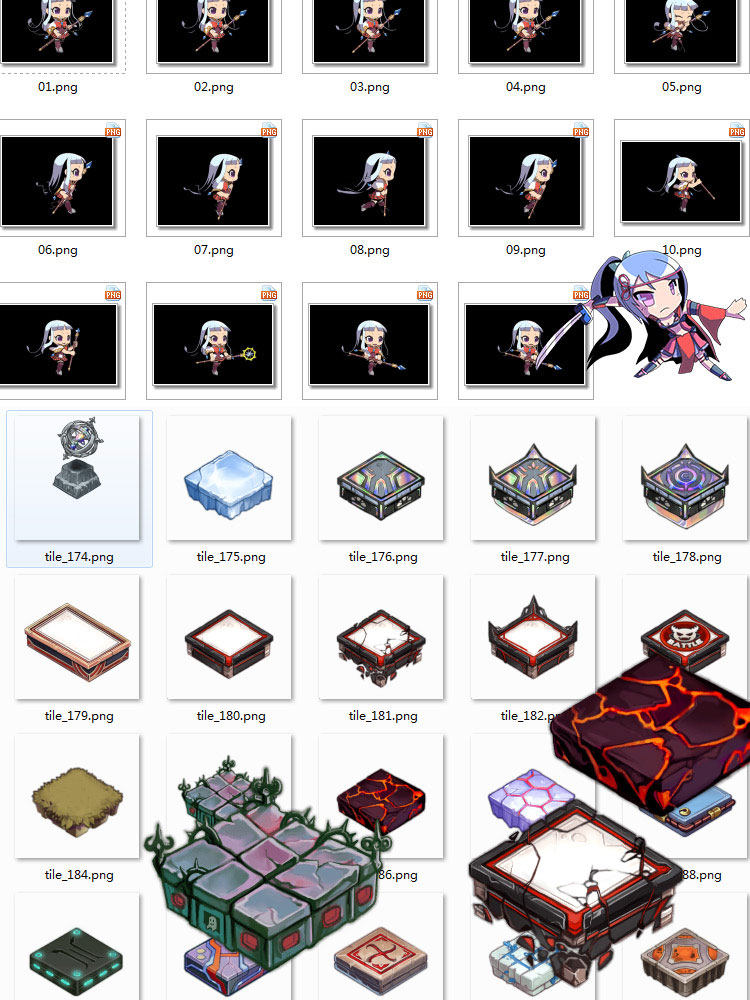 日韩Q版520套动作序列帧立绘头像UI图标场景音效游戏美术素材参考