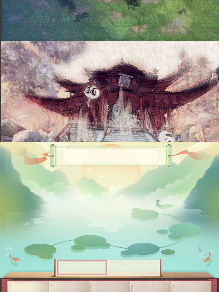 中国风卡通和风美术设计参考素材/UI界面图标技能模型立绘音效