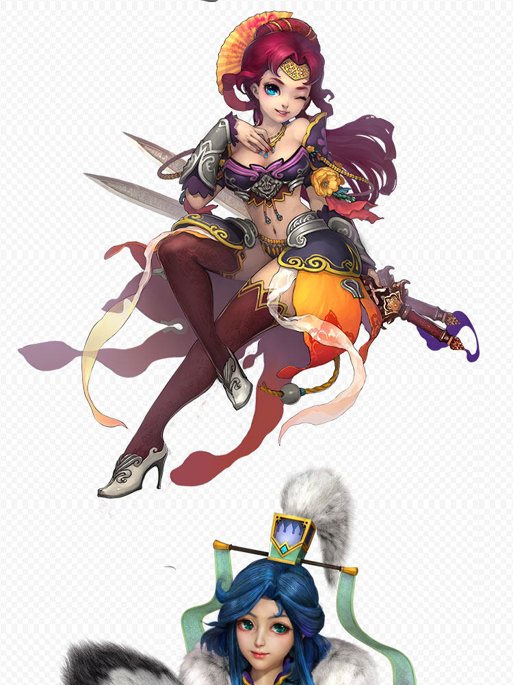 战三国 Q版三国人物 卡通角色 原画素材 UI图标 PSD源文件