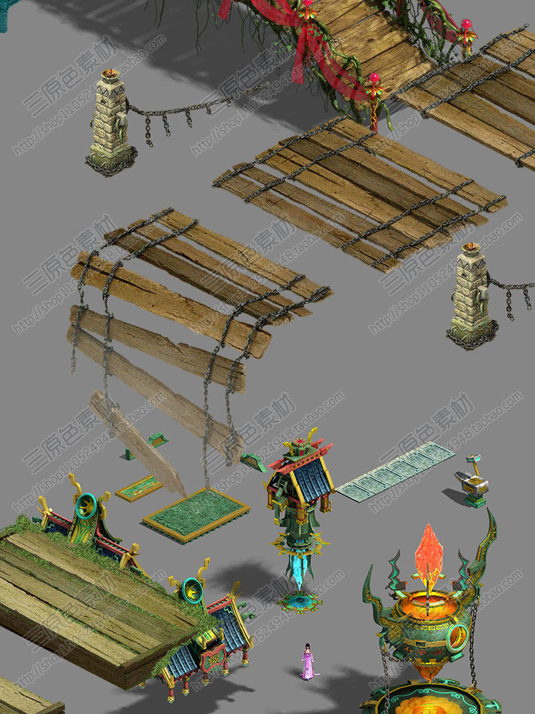 2.9G 游戏场景修图资源/2.5D写实场景 修图素材 场景物件大合集