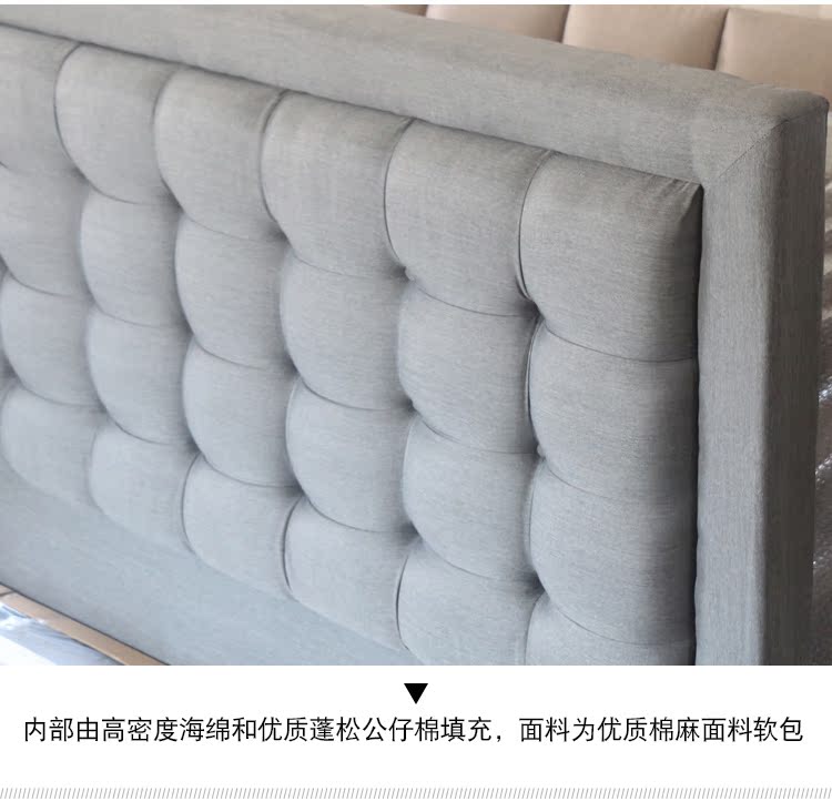 Đơn giản và phong cách hậu hiện đại phong cách đôi vải màu xám giường mềm túi chủ phòng ngủ mô hình phòng cao trở lại giường lưu trữ giường - Giường giường khách sạn