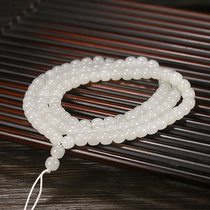 (Sheep Jade) 108 beads old beads necklace sweater chain Runjade margin Xinjiang Hetian Jade white jade bracelet 56g