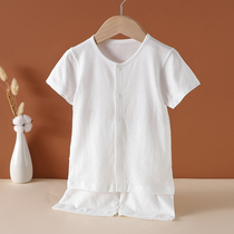 Baby short sleeve shorts set summer thin air conditioning clothing breathable loose bamboo fiber men and women baby pajamas summer