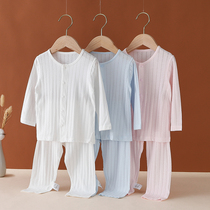 Baby summer suit cotton long sleeve air conditioning clothes newborn baby home climbing clothes for boys and girls pajamas summer wear thin models