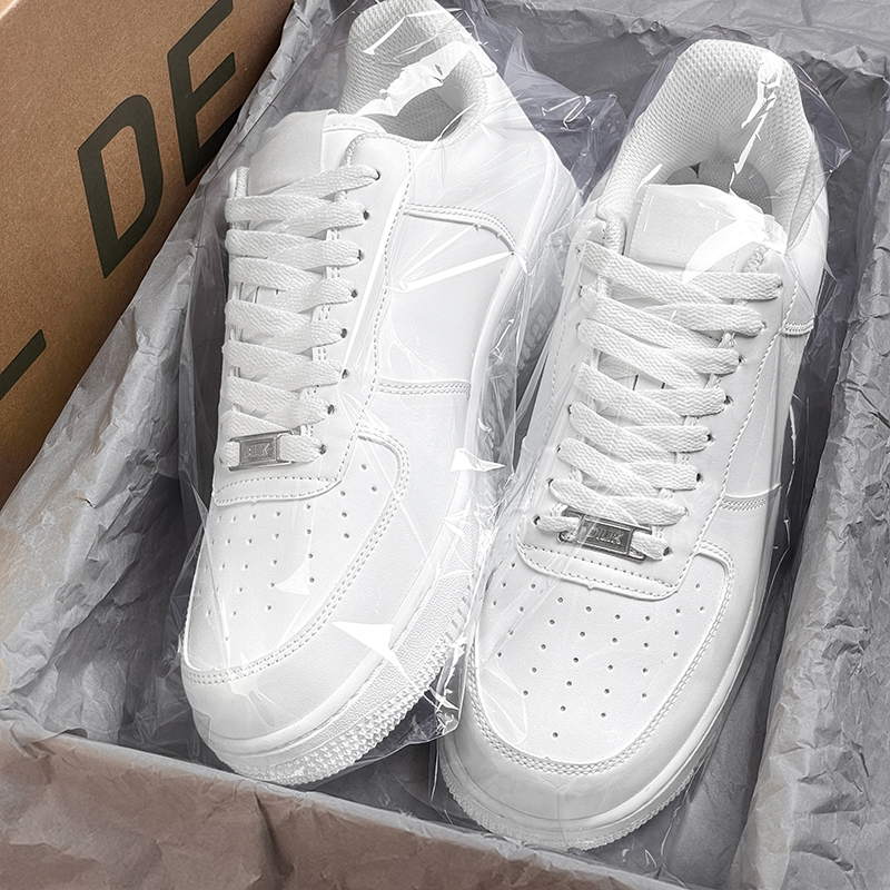 Official Genuine Af1 Air Force-1 White Sneakers for Men and Women, Winter Thick-Soled Genuine Leather Aj1 Casual Height-Increasing Sneakers