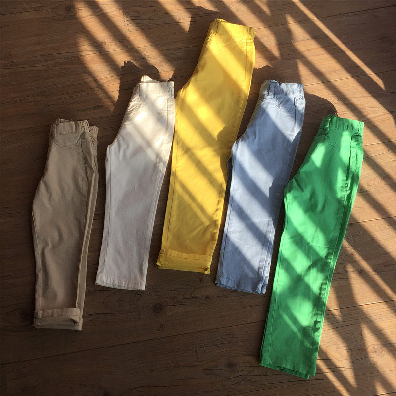 Children Casual Pants Male Girl Pants Baby Pants Baby 90% Pants Straight Barrel Pants Candy Pants 100 Lap 9 Pants Curl