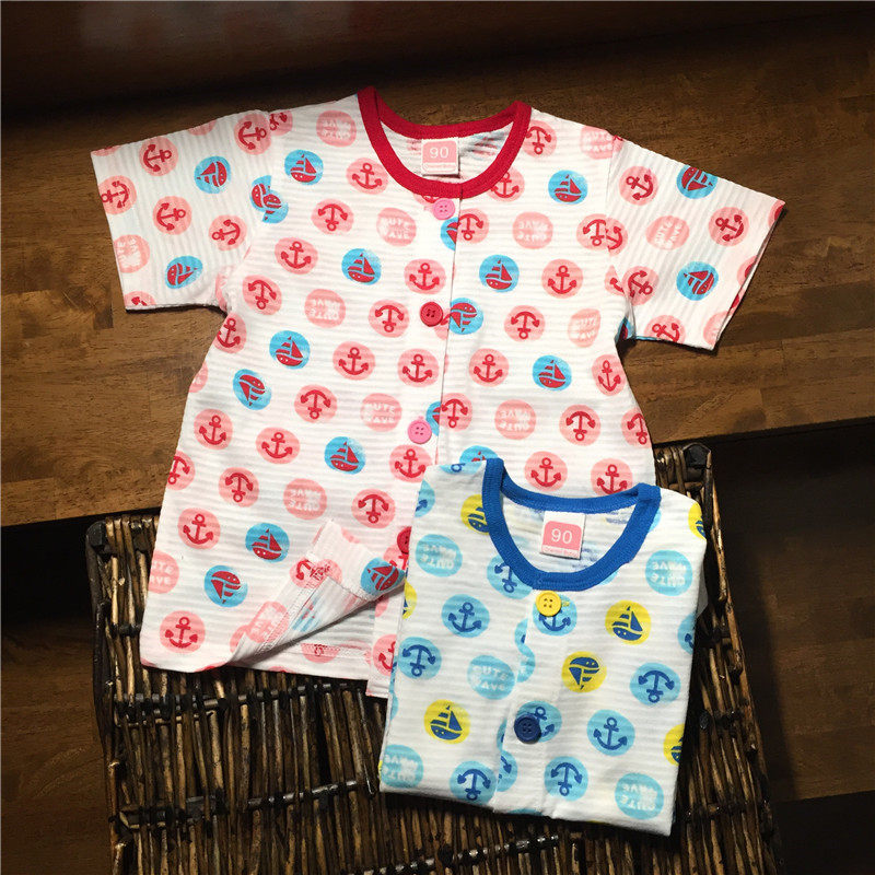 Baby short-sleeved T-shirt Pure cotton men's treasure women's treasure half-sleeve cardigan children's round neck shirt blouse short t summer day thin section