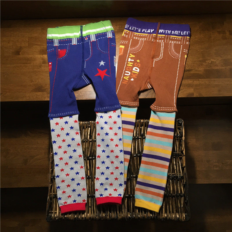 Children Pants Socks Baby Beating Bottom Pants Boy Knit Pants Elastic Pants Socks Day Single Pants Socks Fake two pieces