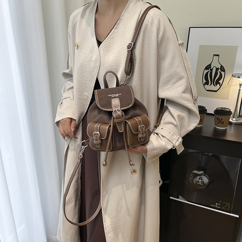Original Design Wasteland Style Travel Backpack Women's Retro Mini Backpack Japanese Style Lazy Multi-Purpose Small School Bag Original Design Wasteland Style Travel Backpack Women's Retro Mini Backpack Japanese Style Lazy Multi-Purpose Small School Bag
