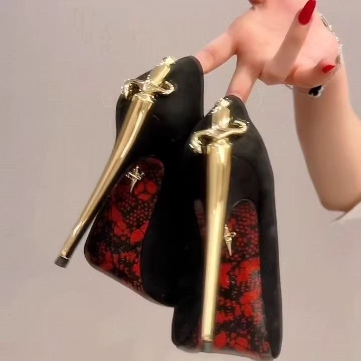 Queen's Blade Scepter Black European and American High Heels 2026 New Model Sexy Single Shoes for Mature Women, Large Sizes 41, 42, 43