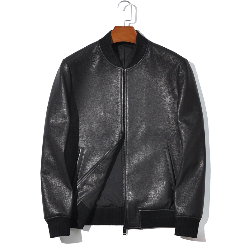Spring and Autumn New Product First Layer Imported Goatskin Baseball Jacket Leather Jacket Men's Genuine Leather Jacket Business Casual Leather Jacket