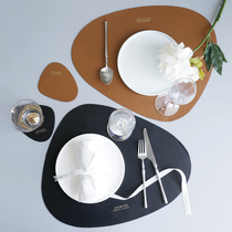 Special sale Nordic wind leather thermal insulation anti-burn Western dining cushion home with waterproof oil stain pan Bowl Cutlery Dish Cups Mat Suit