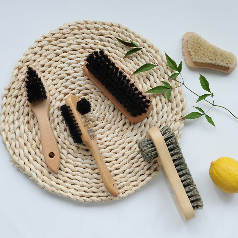 Home pure pig horse hair soft brush shoe brush without wound shoes to shine black leather clothing dust maintenance