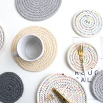 Household cotton thread heat insulation anti-scalding table mat creative hand woven coffee coaster thick pot bowl plate mat Nordic