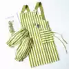 Pure polyester cotton cloth apron suit Household kitchen anti-oil water belt pocket sleeve headscarf custom logo