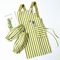 Pure polyester cotton apron set home kitchen oil-proof sewage with pocket sleeve headscarf custom logo