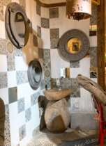 American European style Nordic retro round wall-mounted mirror decorative mirror round mirror cosmetic mirror wall hanging