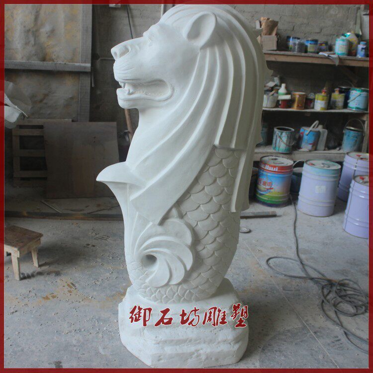 Sandstone lion sculpture Fengshui lion glass steel round carving garden landscape decoration flower pot fountain fountain fountain relief