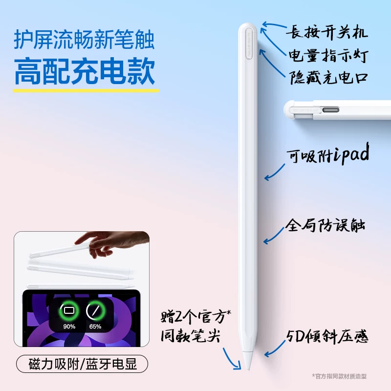 Пишущий капаситивный стилус Capacitive pen подходит для Apple Pencil первого и второго поколения, стилус для ipad, планшета, сенсорного экрана, Air8, универсальный стилус iPad, плоская замена 11 bluetooth ipencil7