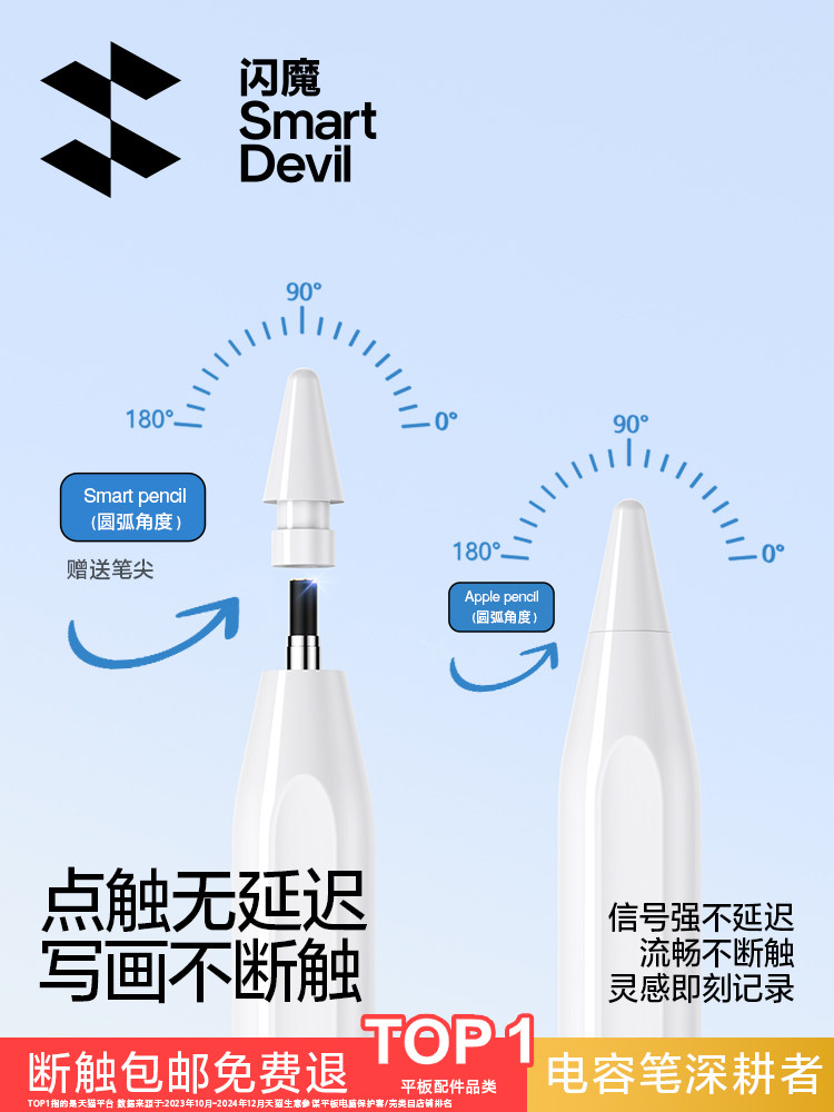 Flash Magic Capacitive Pen Apple Pencil Compatible with Apple iPad Touch Screen Air7 Tablet Apple Pencil Stylus Pro Handwriting Pen 6Ipencil 1St and 2Nd Generation 9 Universal Replacement 11Th Generation Film