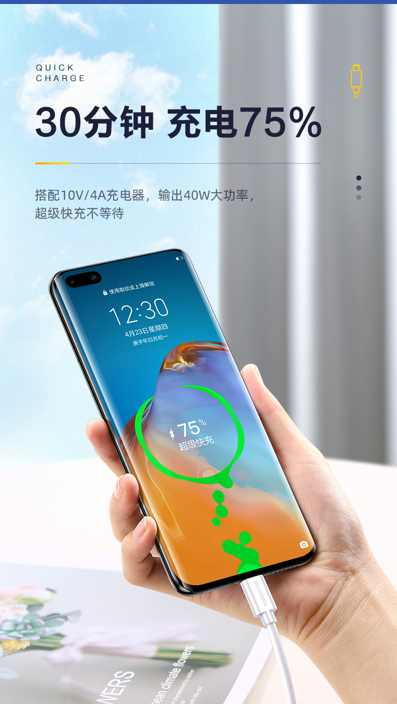闪魔 type-c快充数据线 1米 5A超级快充 图3