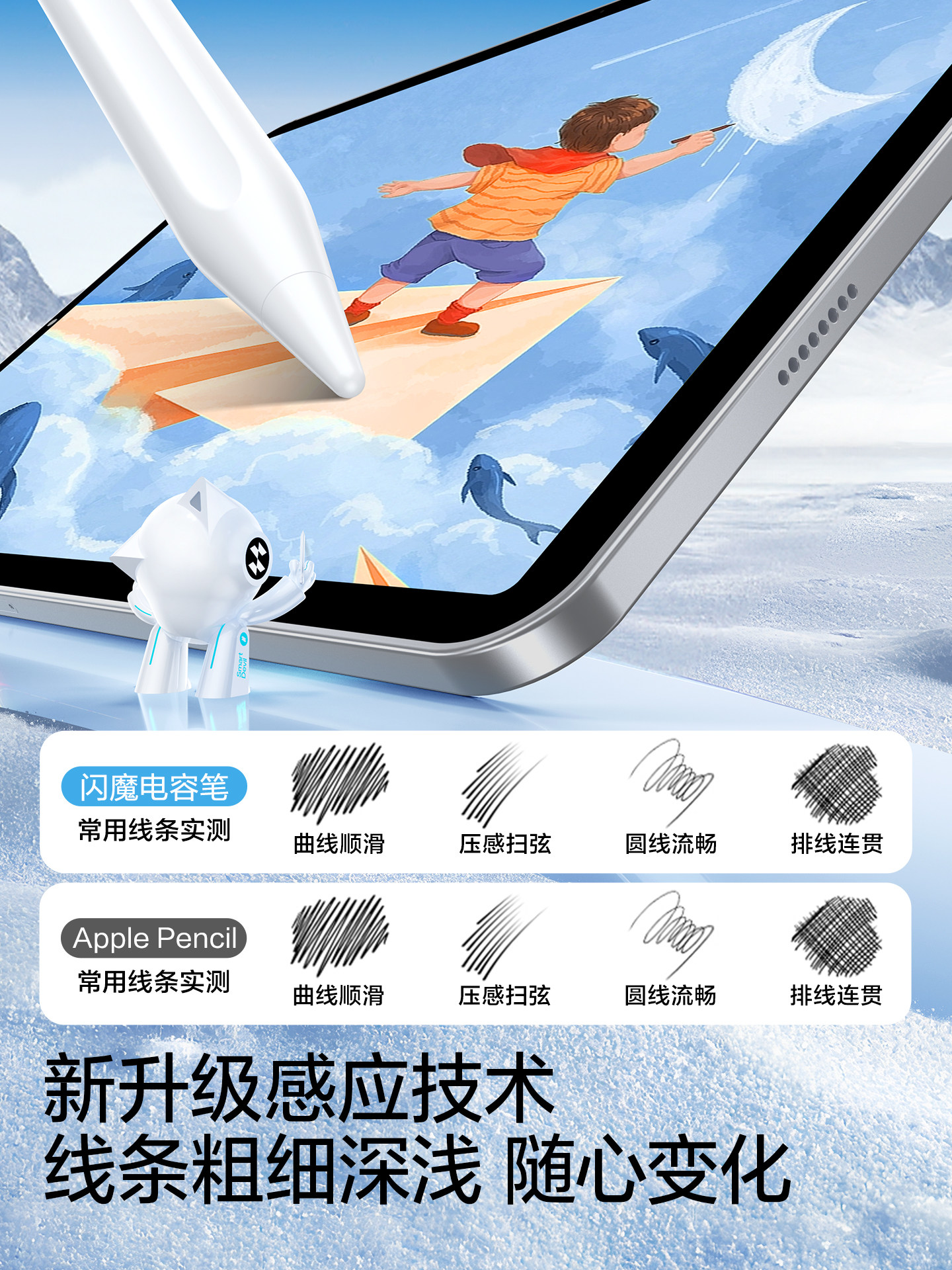 Flash Magic Capacitive Pen Is Suitable for iPad Apple Pencil Second Generation, Apple Pencil First Generation, Air7, Ipad11 Touch Pen, Ipencil Universal Tablet Stylus, Touch Screen Pen