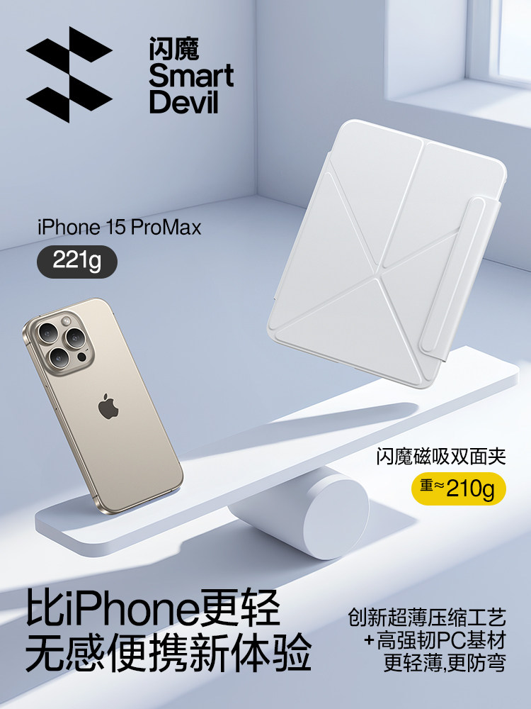 Flash Magic Protective Case with Magnetic Double-Sided Clip for Air 7/6, iPad Pro 2025 Protective Case, Suitable for Apple Tablet 10Th/11Th Generation, Dedicated for 11inch Mini7, Horizontal and Vertical, Thin and Lightweight, Full Coverage 9/10.5