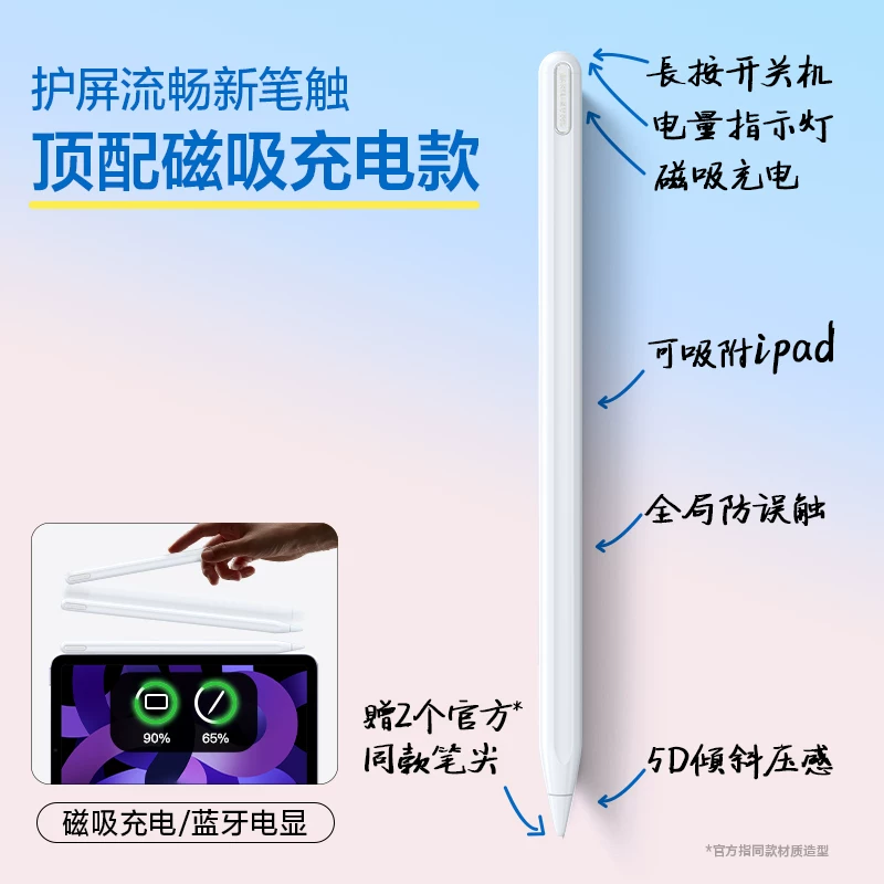 Пишущий капаситивный стилус Capacitive pen подходит для Apple Pencil первого и второго поколения, стилус для ipad, планшета, сенсорного экрана, Air8, универсальный стилус iPad, плоская замена 11 bluetooth ipencil7