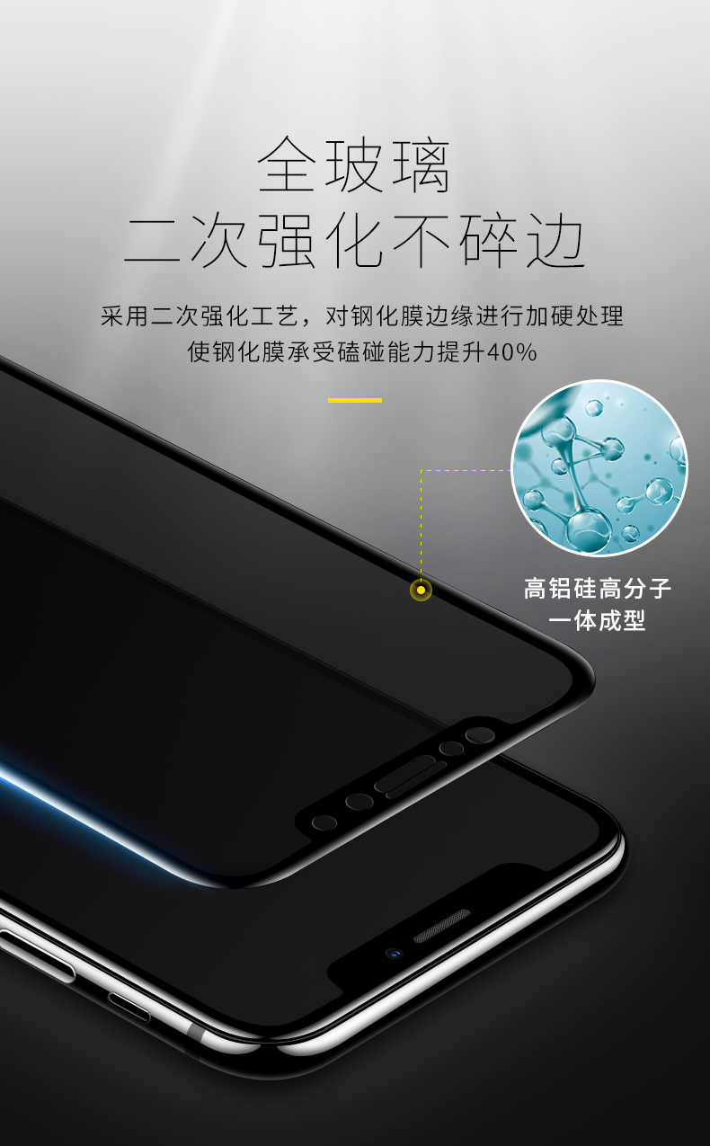 闪魔iphoneX钢化膜7plus苹果Xs防偷窥膜iphoneXsMax全屏8防偷看偷窃覆盖iphone x防偷窥7苹果X防窥膜手机膜8p商品详情图