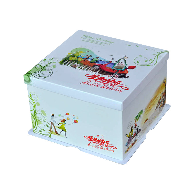 6-inch birthday cake box 8-inch 12-inch 14-inch cake box Cartoon baking packaging square three-in-one pastry box