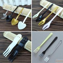 Disposable fork thickened color small fork cake fork dessert ice cream spoon plastic fruit fork 100