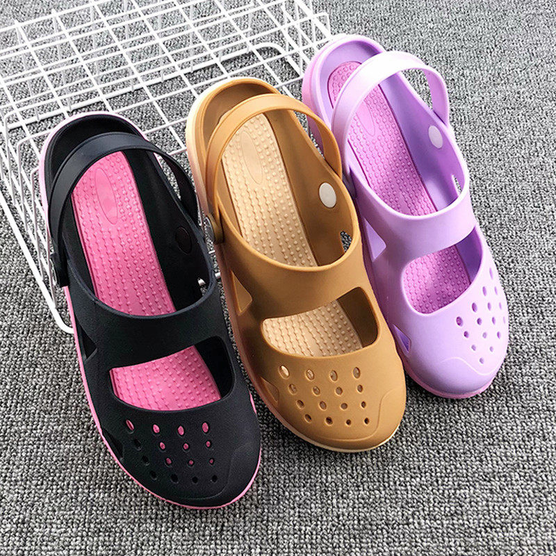 Imported Vietnam Sun Natural Rubber Latex Sandas Female hole shoes beach shoes bag soft sole sandals summer