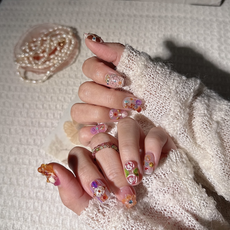 Oracle~ Handmade Wearable Nails, Niche High-End Style, Popular on Xiaohongshu, Hot Trend ins Short Nails