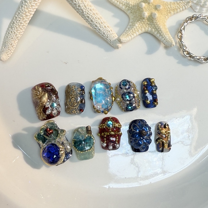 Dishiqing~ Handmade Wearable Nails, Niche High-End Style, Popular on Xiaohongshu, Trending ins Short Nails