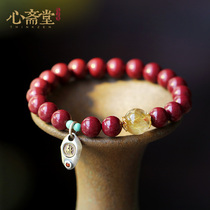 Xin Zhaitang (flower) original mine purple gold sand cinnabar beads hand string this year of the year of the ox mens and womens bracelet accessories