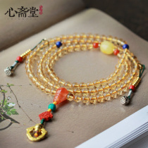 Heart Zhaitang (treasure Tianwang) Brazil yellow body natural citrine 108 beads practice bracelet